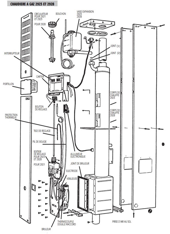 Pièces chaudière 2923 et 2928