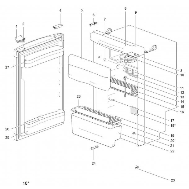 PIECES DETACHEES REFRIGERATEUR N3097 TETHFORD