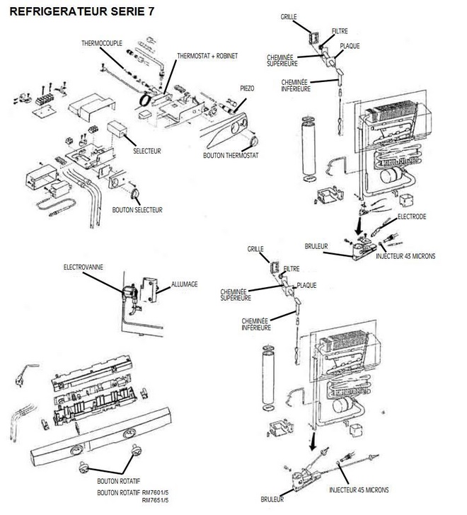 PIECES DETACHEES REFRIGERATEUR SERIE 7 DOMETIC