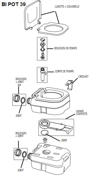 Pièces WC Fiamma bi pot 39